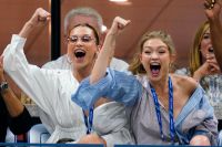 Gigi and Bella Hadid had fun at the stadium