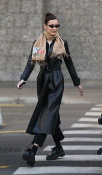 Bella Hadid walked around Milan in a stylish outfit