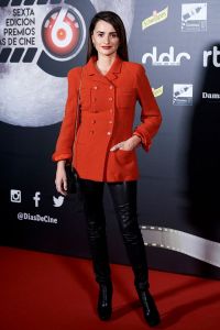 Penelope Cruz surprised leather pants