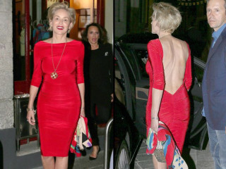 A Backless Red Dress of Sharon Stone