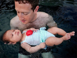 First Swim of Mark Zuckerberg's Daughter