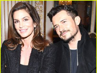 Cindy Crawford and Orlando Bloom at the Balmain show in Paris