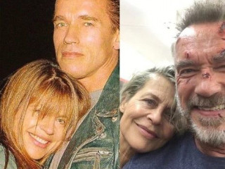 Linda Hamilton and Arnold Schwarzenegger have repeated a 27 years old selfie