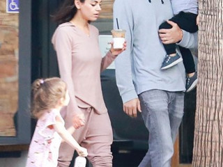 Mila Kunis and Ashton Kutcher with the children 'caught' by paparazzi