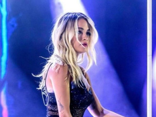 Rita Ora performed in a translucent bodysuit