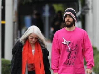 Jared Leto walks out with his mother in Los Angeles