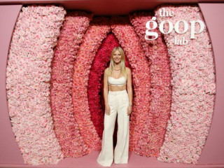 Gwyneth Paltrow appeared in a white crop top and flared pants