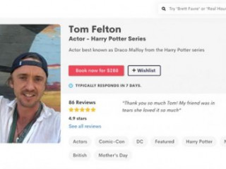 Tom Felton sells personal video greetings