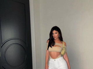 Kylie Jenner posed in jeans and a revealing top