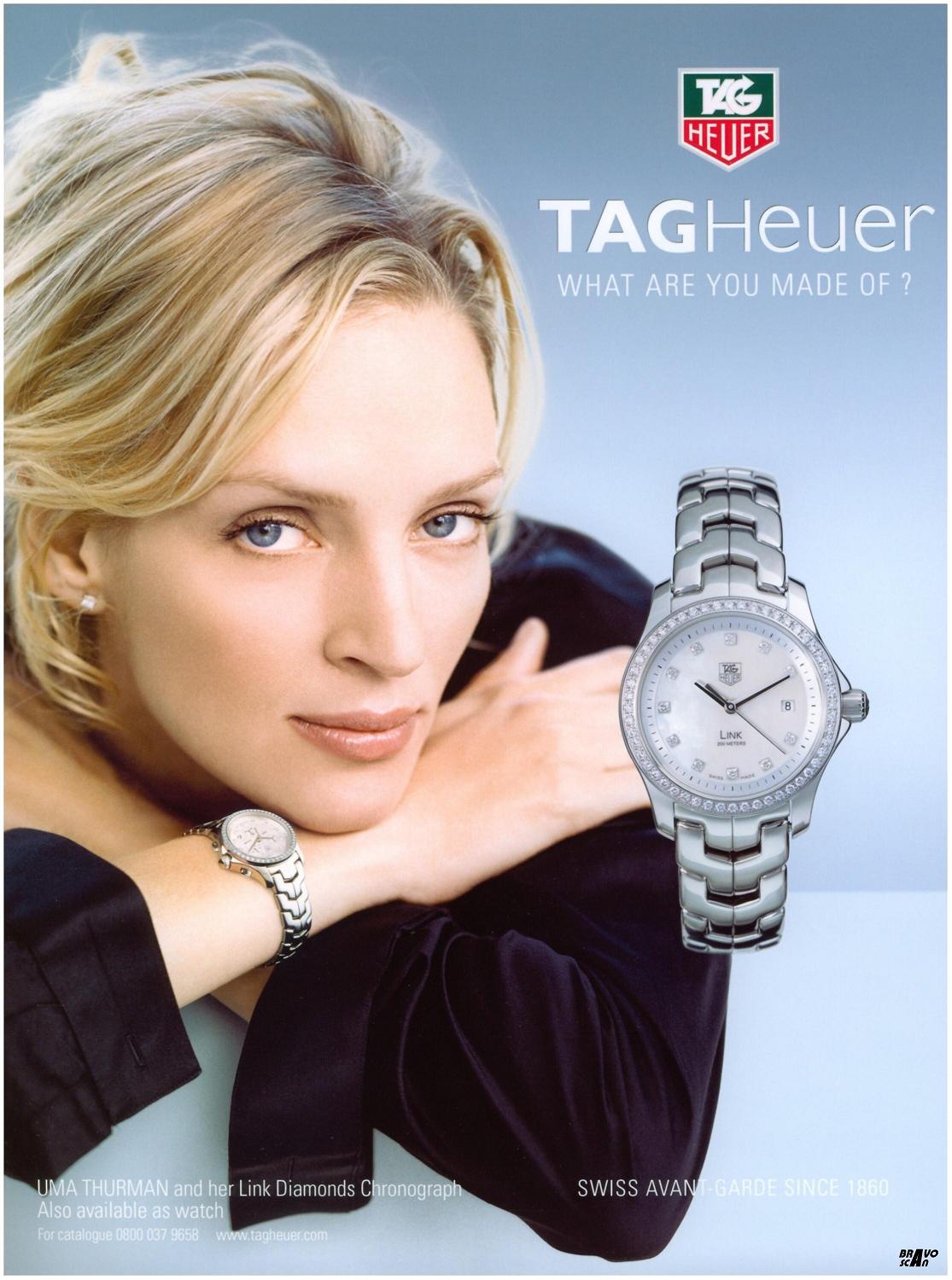 Часы ума. Ума Турман tag Heuer. Часы у умы Турман. Ума Турман реклама часов. Tag Heuer реклама.