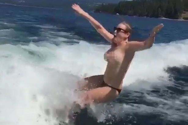 Chelsea Handler crashes into the Water Topless on the Fourth of July
