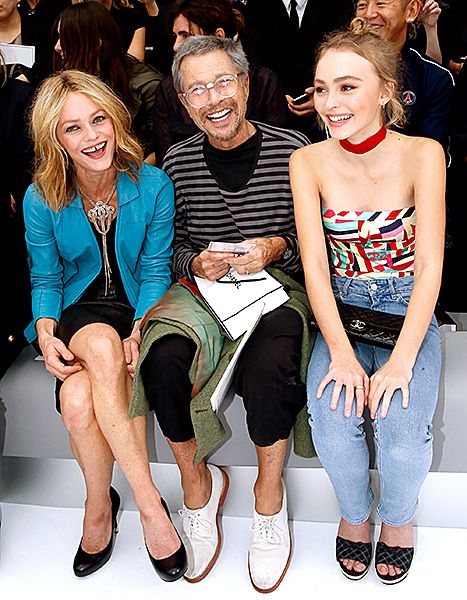 Lily-Rose Depp and Mom Vanessa Paradis at Chanel Fashion Week Show in Paris
