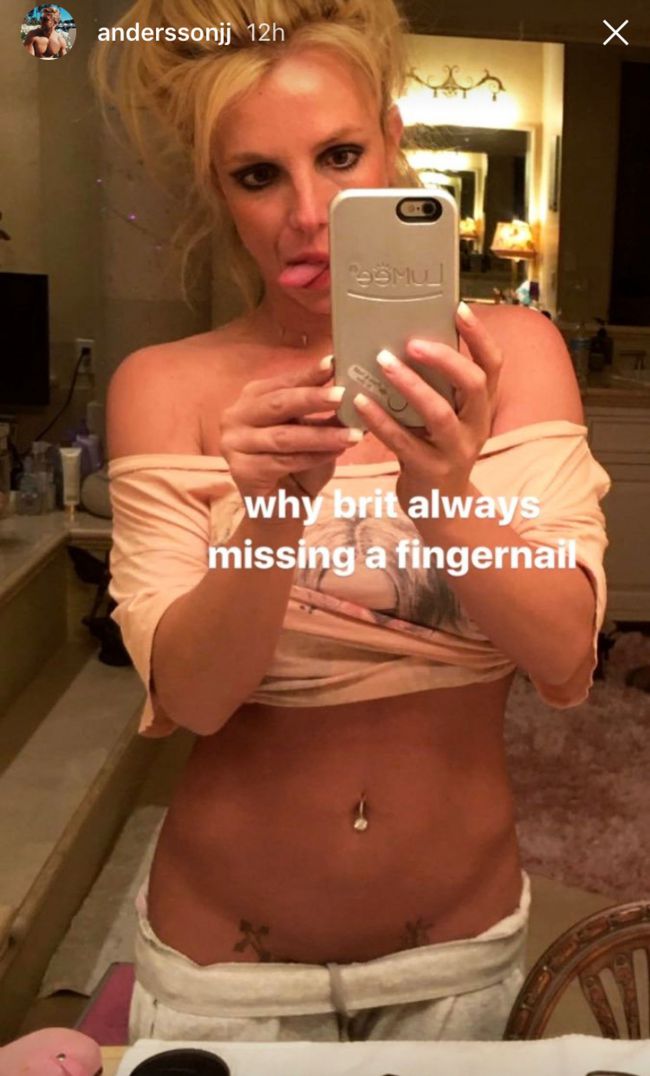 Photo Of Britney Spears With Broken Nail and Tattoos in Skin-Baring Snap
