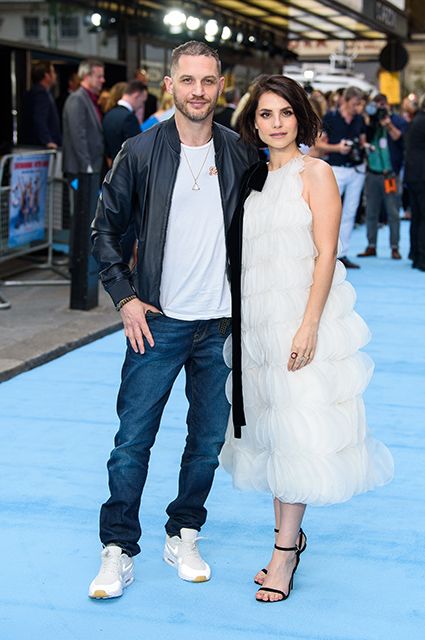 Tom Hardy and Charlotte Riley at the premiere of the film "Swimming with Men" in London