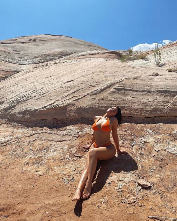 Kylie Jenner wore a swimsuit for a walk in the desert  