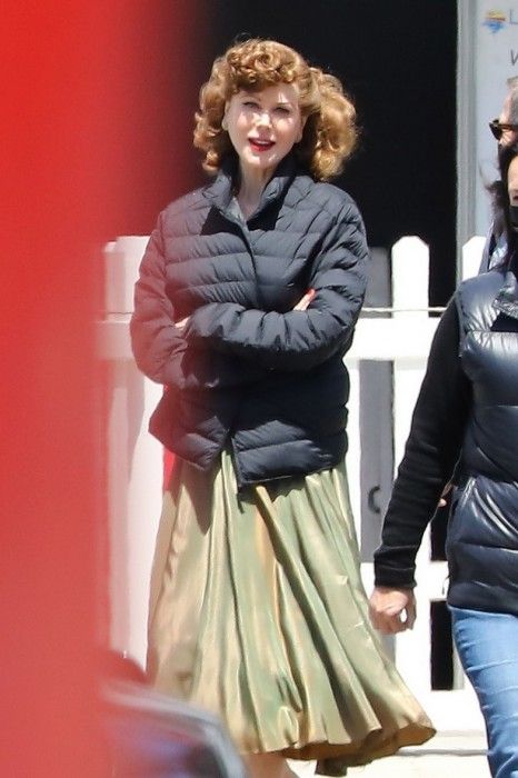 Nicole Kidman on the set of the new movie with a braid and short bangs